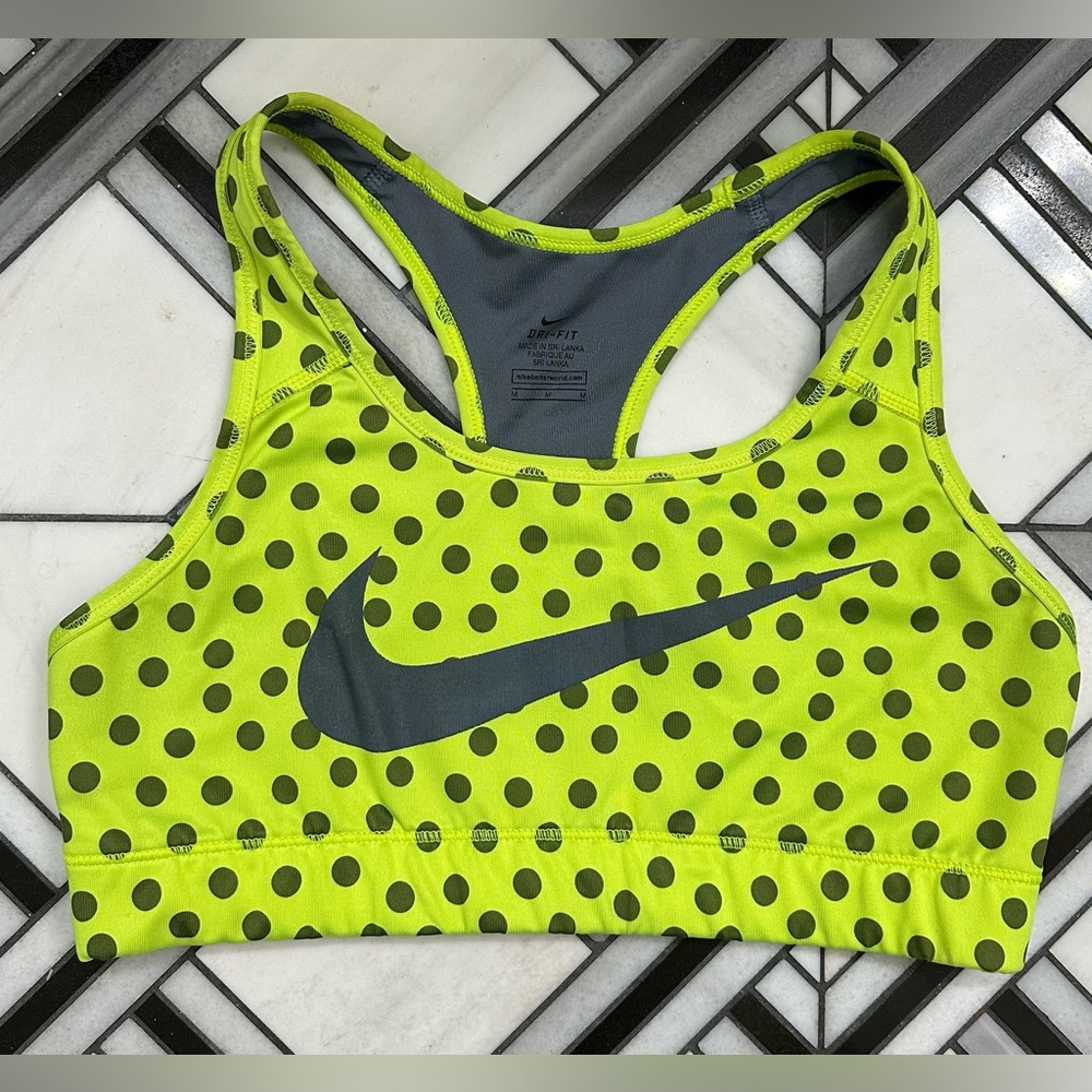 Nike Women’s Drifit Neon Polka Dot Sports Bra Medium
